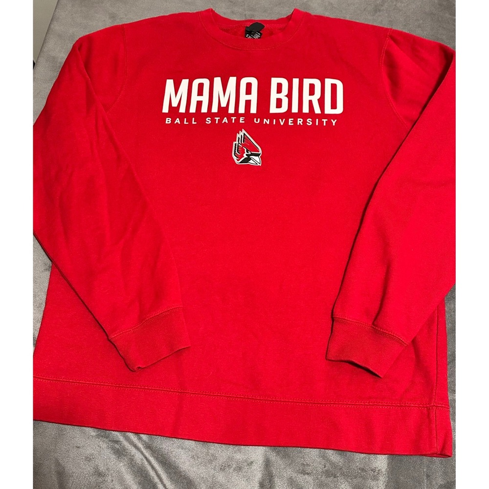 Ball State University Mama Bird Red Fleece Sweatshirt Large BSU